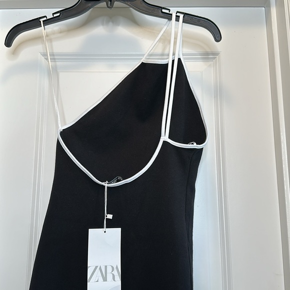 NWT Zara black and white one shoulder mini dress Sz Small - Picture 5 of 5